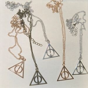Harry Potter Deathly Hallows Pendant Necklaces in Gold, Silver, and Bronze